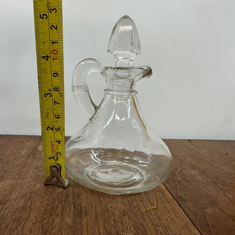 Vintage Clear Glass Oil Vinegar Cruet Carafe Dispenser with Stopper‎